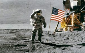 fake moon waving flag